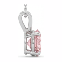 Afbeelding in Gallery-weergave laden, Roze diamanten ketting 5 karaat labgekweekt ronde solitaire hanger 14k witgoud