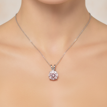 Afbeelding in Gallery-weergave laden, Roze diamanten ketting 5 karaat labgekweekt ronde solitaire hanger 14k witgoud