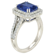Afbeelding in Gallery-weergave laden, 5 ct. Blauwe saffier met Natuurlijke echte diamanten ( niet in een laboratorium gekweekt ) ring Solitaire met accenten Sieraden