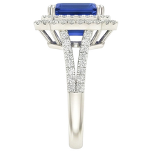 Afbeelding in Gallery-weergave laden, 5 ct. Blauwe saffier met Natuurlijke echte diamanten ( niet in een laboratorium gekweekt ) ring Solitaire met accenten Sieraden