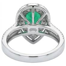 Afbeelding in Gallery-weergave laden, 5 karaat mooie peer groene smaragd diamanten ring wit goud 14K