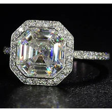Afbeelding in Gallery-weergave laden, 5 Karaat Asscher Echt Diamanten Ring