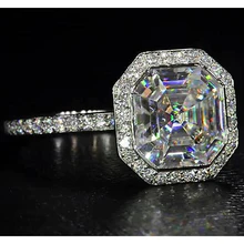 Afbeelding in Gallery-weergave laden, 5 Karaat Asscher Echt Diamanten Ring