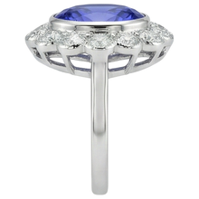 Afbeelding in Gallery-weergave laden, 5,15 ct ovale bezel set tanzaniet met Natuurlijke echte diamanten ( niet in een laboratorium gekweekt ) ring 14 kt witgoud
