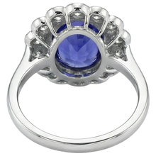 Afbeelding in Gallery-weergave laden, 5,15 ct ovale bezel set tanzaniet met Natuurlijke echte diamanten ( niet in een laboratorium gekweekt ) ring 14 kt witgoud