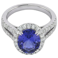 Afbeelding in Gallery-weergave laden, echte round tanzaniet 5.25karaat ring close-up detail