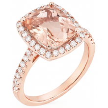 Afbeelding in Gallery-weergave laden, 5,45 ct Morganite fancy ring met kleine Natuurlijke echte diamanten ( niet in een laboratorium gekweekt ) 14K roségoud