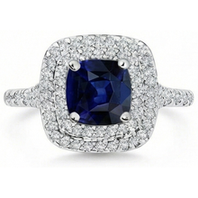 Afbeelding in Gallery-weergave laden, 5,50 karaat Sri Lanka Saffier En Diamanten Ring Wit Goud 14K