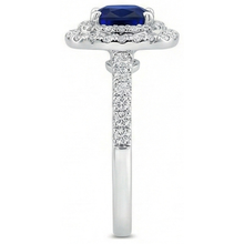 Afbeelding in Gallery-weergave laden, 5,50 karaat Sri Lanka Saffier En Diamanten Ring Wit Goud 14K