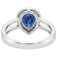 Afbeelding in Gallery-weergave laden, 5.80 Karaat Peer Ceylonese Saffier & Natuurlijke uit de aarde gewonnen Diamanten Verlovingsring 14K Goud