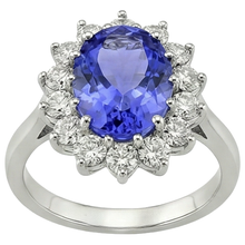 Afbeelding in Gallery-weergave laden, echte round tanzaniet 5.80karaat ring close-up detail