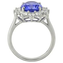 Afbeelding in Gallery-weergave laden, echte round tanzaniet 5.80karaat ring met diamantaccenten