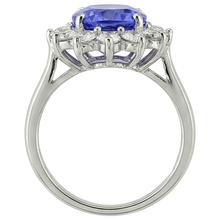 Afbeelding in Gallery-weergave laden, echte round tanzaniet 5.80karaat ring band detail