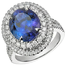 Afbeelding in Gallery-weergave laden, echte round tanzaniet 5.90karaat ring drie kwart