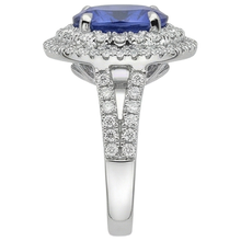 Afbeelding in Gallery-weergave laden, echte round tanzaniet 5.90karaat ring macro detail
