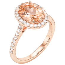 Afbeelding in Gallery-weergave laden, 5,95 karaat Morganite en Natuurlijke echte diamanten ( niet in een laboratorium gekweekt ) trouwring Rose goud 14K