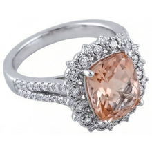Afbeelding in Gallery-weergave laden, echte round morganiet 6.50karaat ring close-up detail