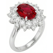 Afbeelding in Gallery-weergave laden, 6.50 ct natuurlijke rode robijn met Natuurlijke echte diamanten ( niet in een laboratorium gekweekt ) ring witgoud