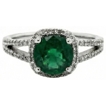 Afbeelding in Gallery-weergave laden, 6.55 Ct Rond Geslepen Groene Smaragd GIA Natuurlijke uit de aarde gewonnen Diamanten Ring Witgoud 14K