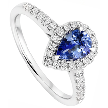 Afbeelding in Gallery-weergave laden, echte round tanzaniet 6.60karaat ring close-up detail