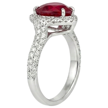 Afbeelding in Gallery-weergave laden, 6.75 Ct Rode Robijn Hartvorm Met Diamanten Ring Goud 14K