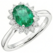 Afbeelding in Gallery-weergave laden, 6.75 karaat groene smaragd en Natuurlijke echte diamanten ( niet in een laboratorium gekweekt ) verlovingsring 14K witgoud