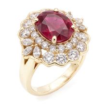 Afbeelding in Gallery-weergave laden, 6.75 karaat rode toermalijn en witte Natuurlijke echte diamanten ( niet in een laboratorium gekweekt ) ring wit goud 14K