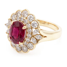 Afbeelding in Gallery-weergave laden, 6.75 karaat rode toermalijn en witte Natuurlijke echte diamanten ( niet in een laboratorium gekweekt ) ring wit goud 14K