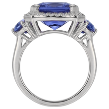 Afbeelding in Gallery-weergave laden, echte round tanzaniet 6.75karaat ring met diamantaccenten