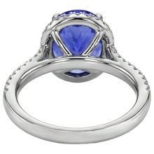 Afbeelding in Gallery-weergave laden, echte round tanzaniet 6.85karaat ring met diamantaccenten