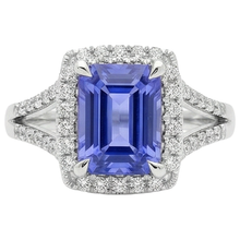 Afbeelding in Gallery-weergave laden, 6.85 ct blauwe tanzaniet met Natuurlijke echte diamanten ( niet in een laboratorium gekweekt ) ring goud wit 14k