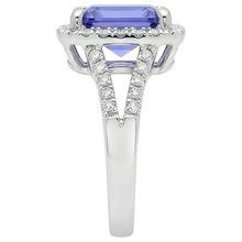 Afbeelding in Gallery-weergave laden, 6.85 ct blauwe tanzaniet met Natuurlijke echte diamanten ( niet in een laboratorium gekweekt ) ring goud wit 14k