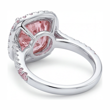 Afbeelding in Gallery-weergave laden, Damesring met 6 karaat labgekweekte roze kussengeslepen diamant, dubbele Halo, 14K Witgoud