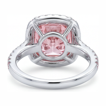 Afbeelding in Gallery-weergave laden, Damesring met 6 karaat labgekweekte roze kussengeslepen diamant, dubbele Halo, 14K Witgoud