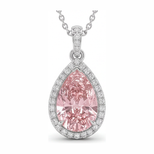 Afbeelding in Gallery-weergave laden, Roze diamant hanger 6 karaat labgekweekt peer halo 14k witgoud