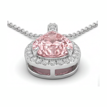 Afbeelding in Gallery-weergave laden, Roze diamant hanger 6 karaat labgekweekt peer halo 14k witgoud