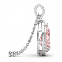 Afbeelding in Gallery-weergave laden, Roze diamant hanger 6 karaat labgekweekt peer halo 14k witgoud