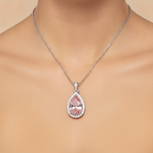 Afbeelding in Gallery-weergave laden, Roze diamant hanger 6 karaat labgekweekt peer halo 14k witgoud