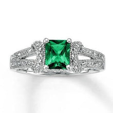 Afbeelding in Gallery-weergave laden, 6 ct prinses geslepen Groente smaragd Natuurlijke echte diamanten ( niet in een laboratorium gekweekt ) ring wit goud fijne sieraden