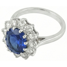 Afbeelding in Gallery-weergave laden, echte round saffier 6karaat ring close-up detail