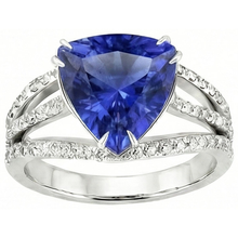 Afbeelding in Gallery-weergave laden, 6 Karaat Trillion Sri Lanka Saffier Natuurlijke uit de aarde gewonnen Diamanten Ring Sieraden