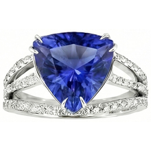 Afbeelding in Gallery-weergave laden, 6 Karaat Trillion Sri Lanka Saffier Natuurlijke uit de aarde gewonnen Diamanten Ring Sieraden
