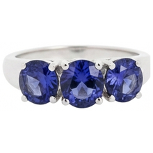 Afbeelding in Gallery-weergave laden, 6 karaat blauwe tanzaniet ring wit goud 3 stenen edelstenen Nieuw