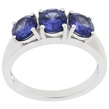 Afbeelding in Gallery-weergave laden, 6 karaat blauwe tanzaniet ring wit goud 3 stenen edelstenen Nieuw