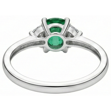 Afbeelding in Gallery-weergave laden, 6 karaat drie stenen groene smaragd en Natuurlijke echte diamanten ( niet in een laboratorium gekweekt ) ring 14K wit goud
