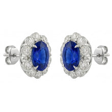 Afbeelding in Gallery-weergave laden, 6 karaat griffenset Ceylon saffier oorbellen wit goud 14k