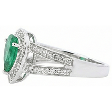 Afbeelding in Gallery-weergave laden, 6 Karaat Peer Groene Smaragd GIA Met Natuurlijke uit de aarde gewonnen Diamant Trouwring Witgoud 14K