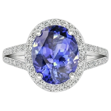 Afbeelding in Gallery-weergave laden, 6 kt Halo Tanzaniet met Natuurlijke echte diamanten ( niet in een laboratorium gekweekt ) ring wit goud 14k