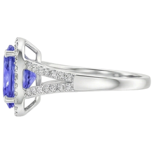 Afbeelding in Gallery-weergave laden, 6 kt Halo Tanzaniet met Natuurlijke echte diamanten ( niet in een laboratorium gekweekt ) ring wit goud 14k