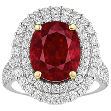 Afbeelding in Gallery-weergave laden, 6 Karaat Rode Robijn IGI GECERTIFICEERD Met Diamanten Ring Prong Gezet Goud 14K